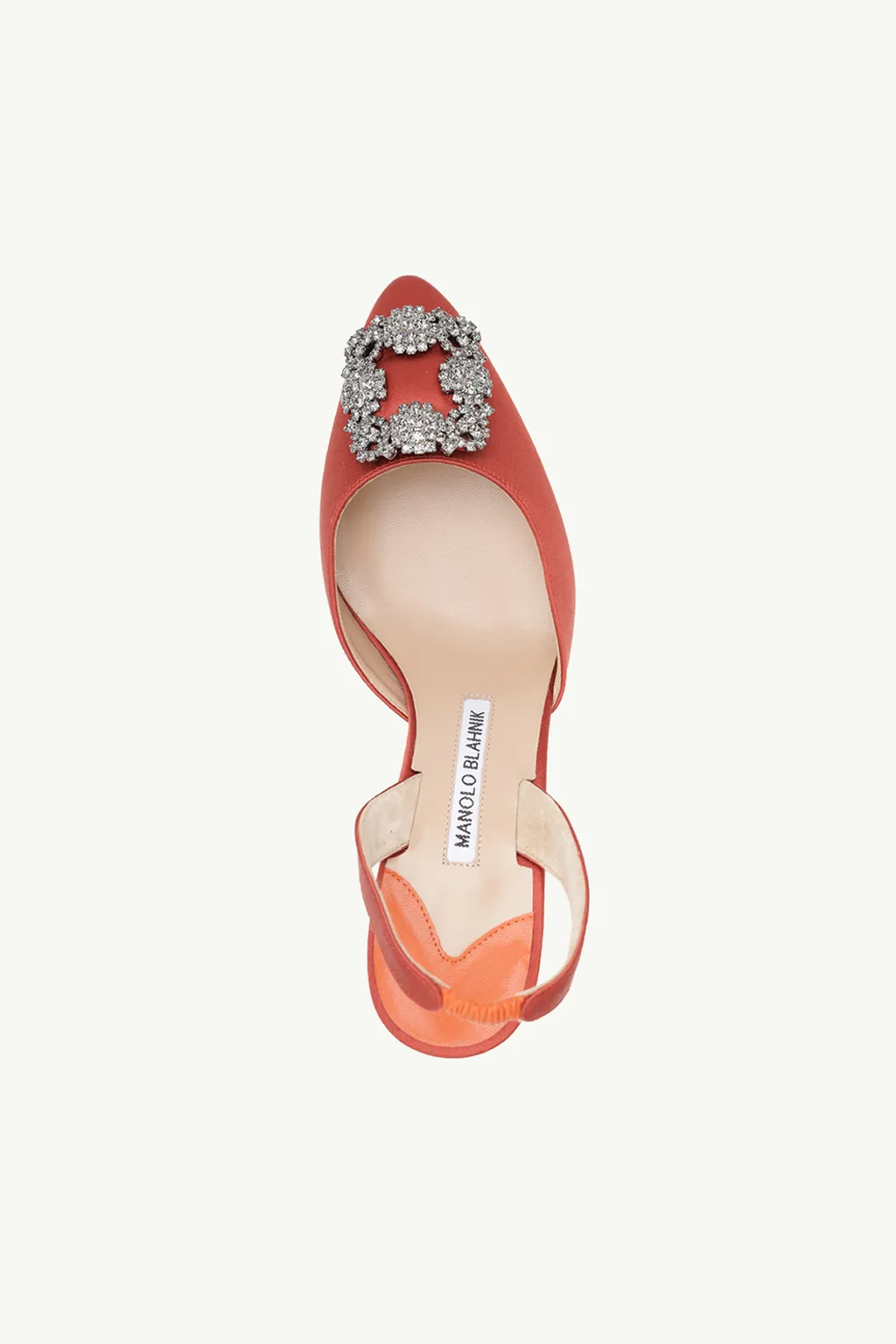 MANOLO BLAHNIK Hangisi Slingback Pumps 7cm in Dark Brown Satin with Dark Crystal 3