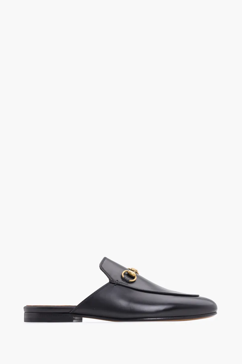 GUCCI Women Princetown Leather Slippers in Black 0