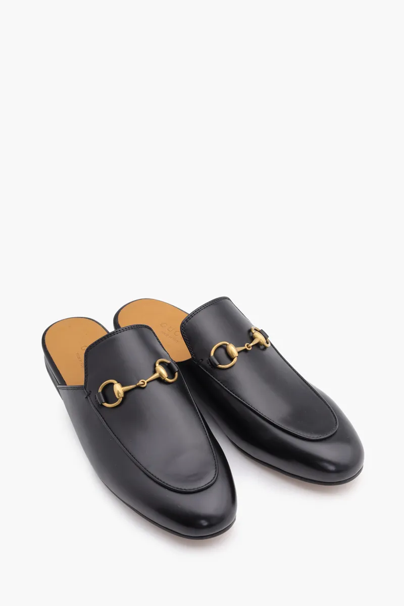 GUCCI Women Princetown Leather Slippers in Black 1