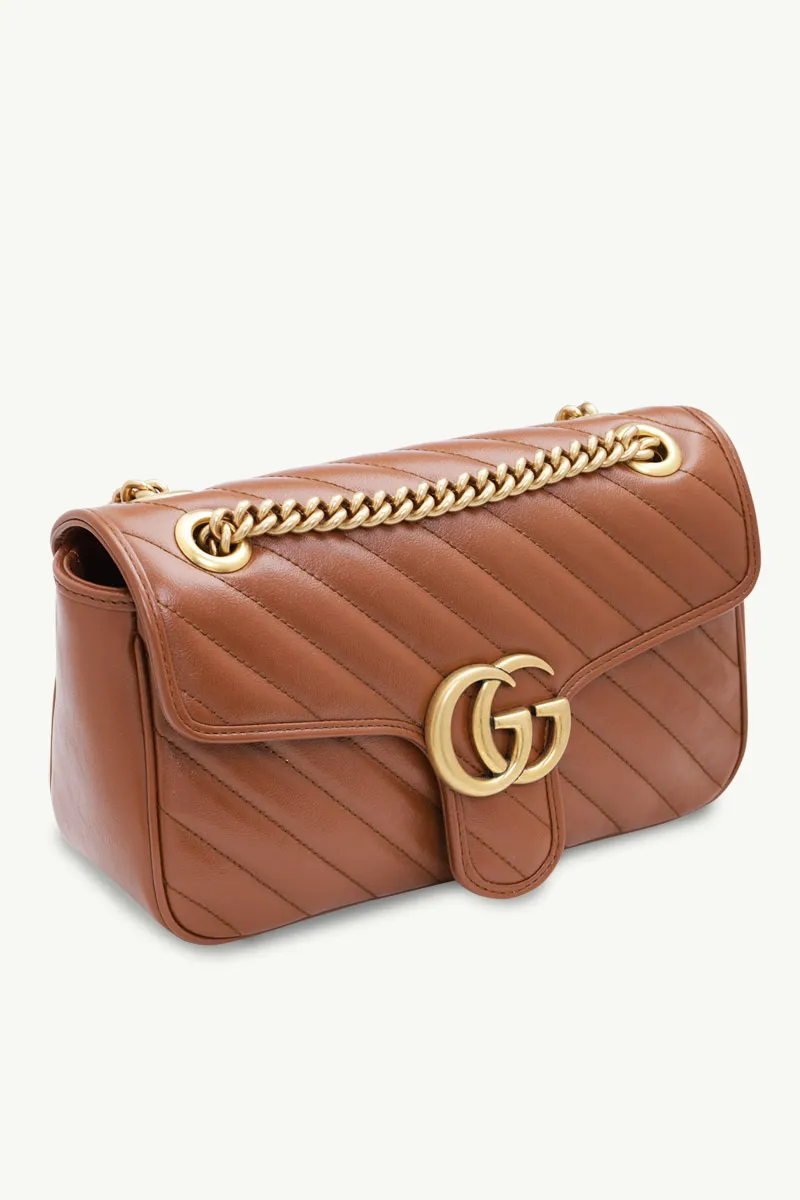 GUCCI Small Diagonal GG Marmont Shoulder Bag in Cuir GHW 2