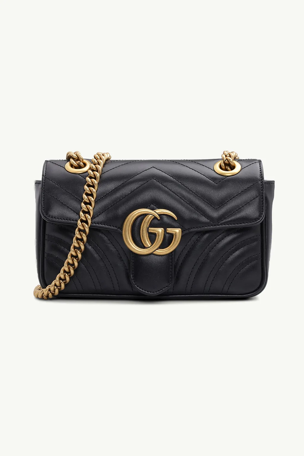 GUCCI Mini GG Marmont Flap Shoulder Bag in Black GHW 0