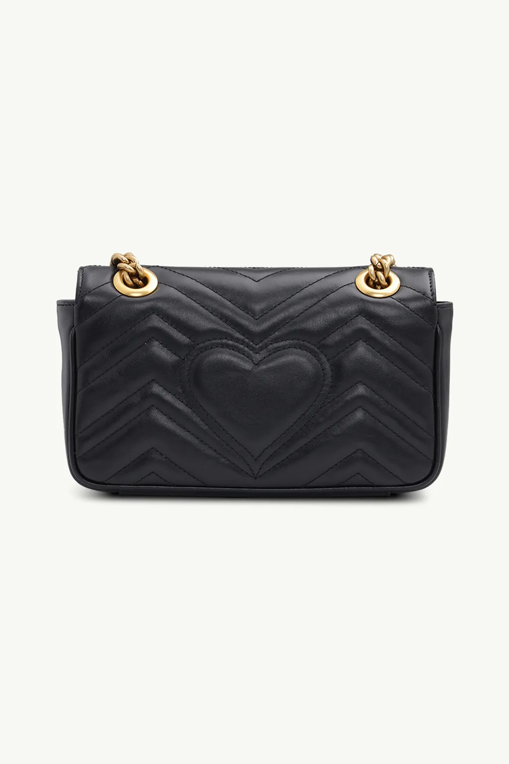 GUCCI Mini GG Marmont Flap Shoulder Bag in Black GHW 1
