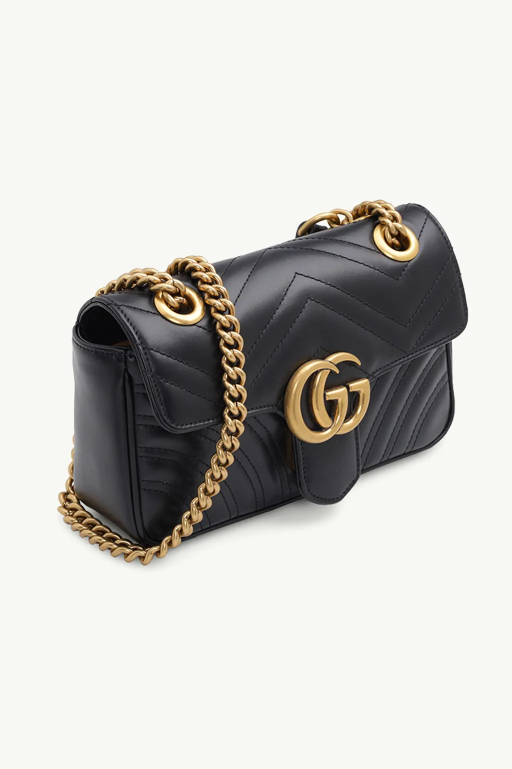 GUCCI Mini GG Marmont Flap Shoulder Bag in Black GHW 2