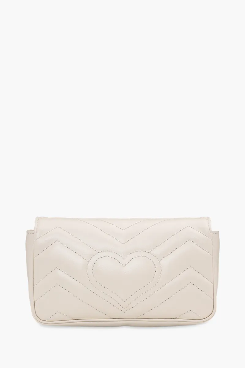 GUCCI Super Mini GG Marmont Shoulder Bag in White GHW 1