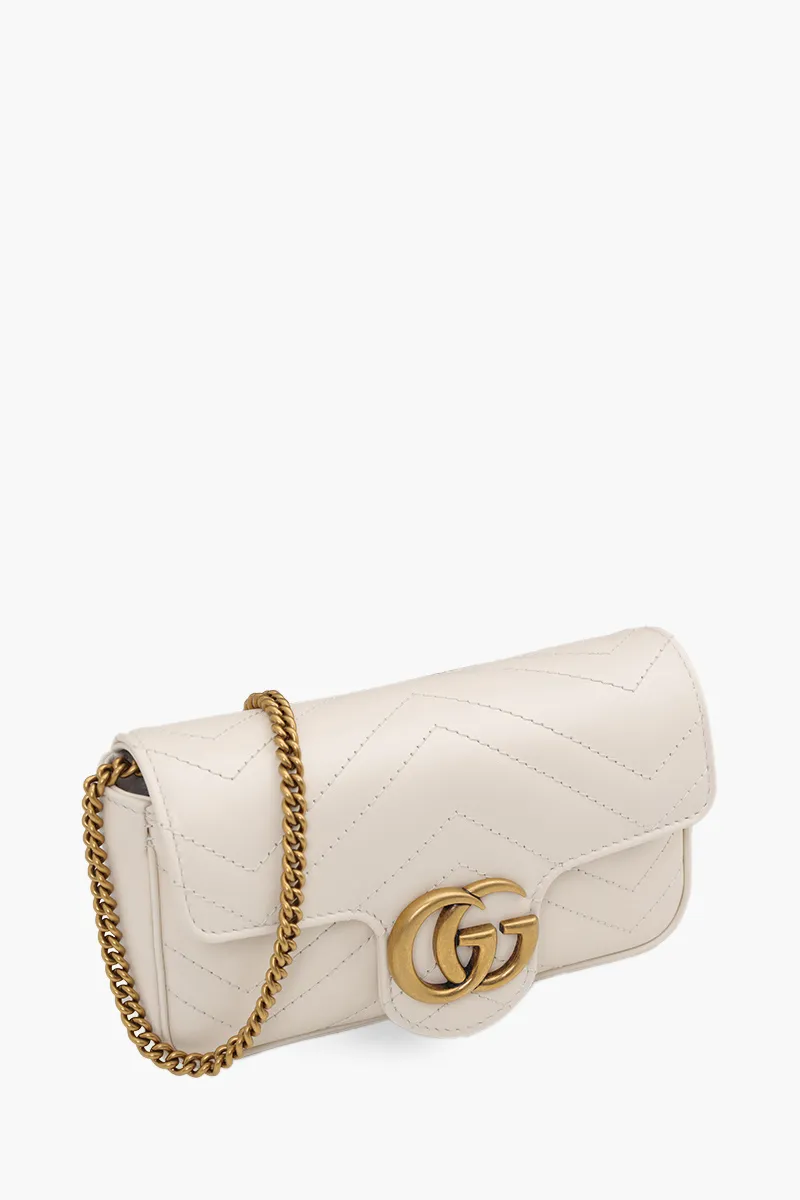 GUCCI Super Mini GG Marmont Shoulder Bag in White GHW 2