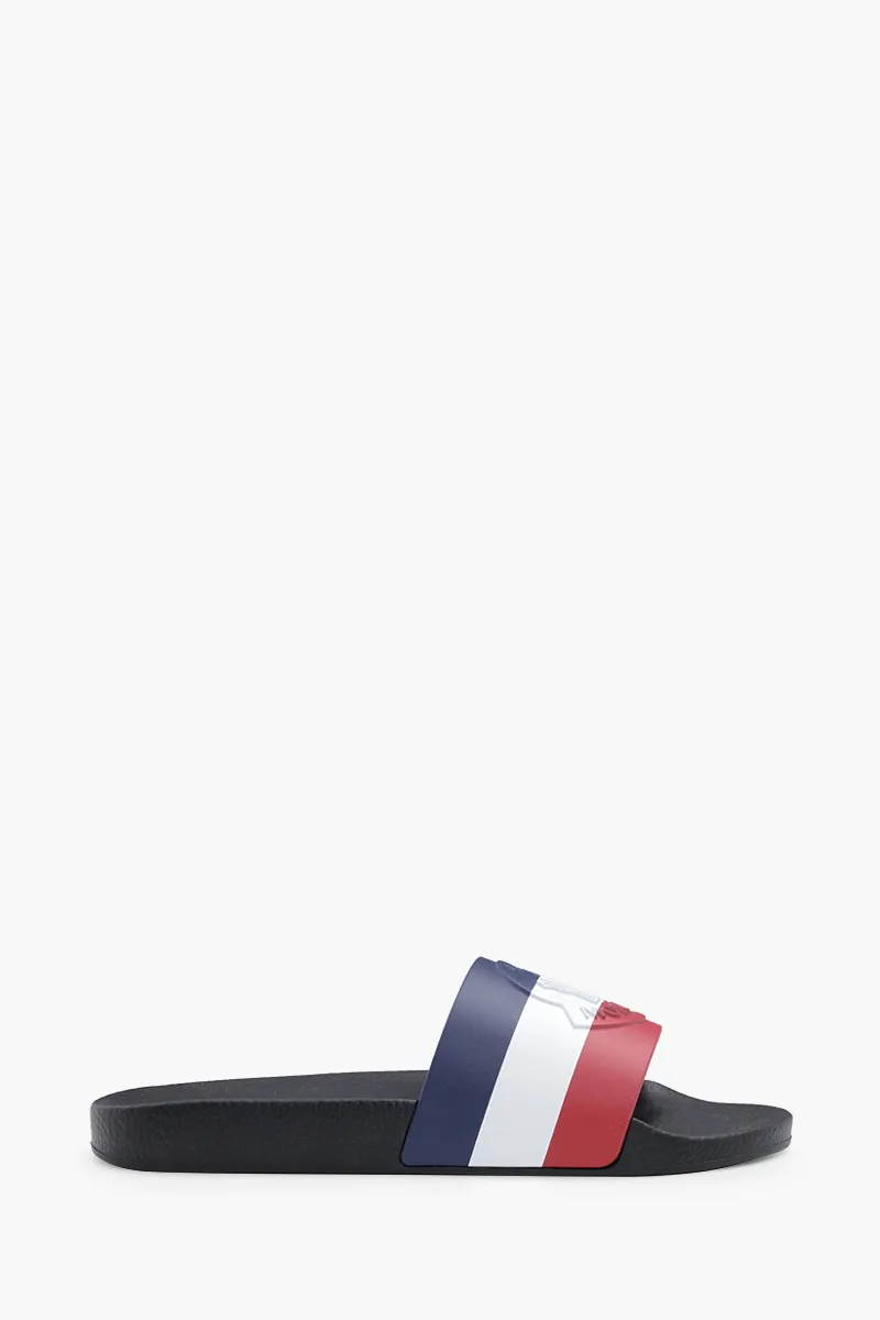 MONCLER Men Basile Logo Embossed Slides in Black 0