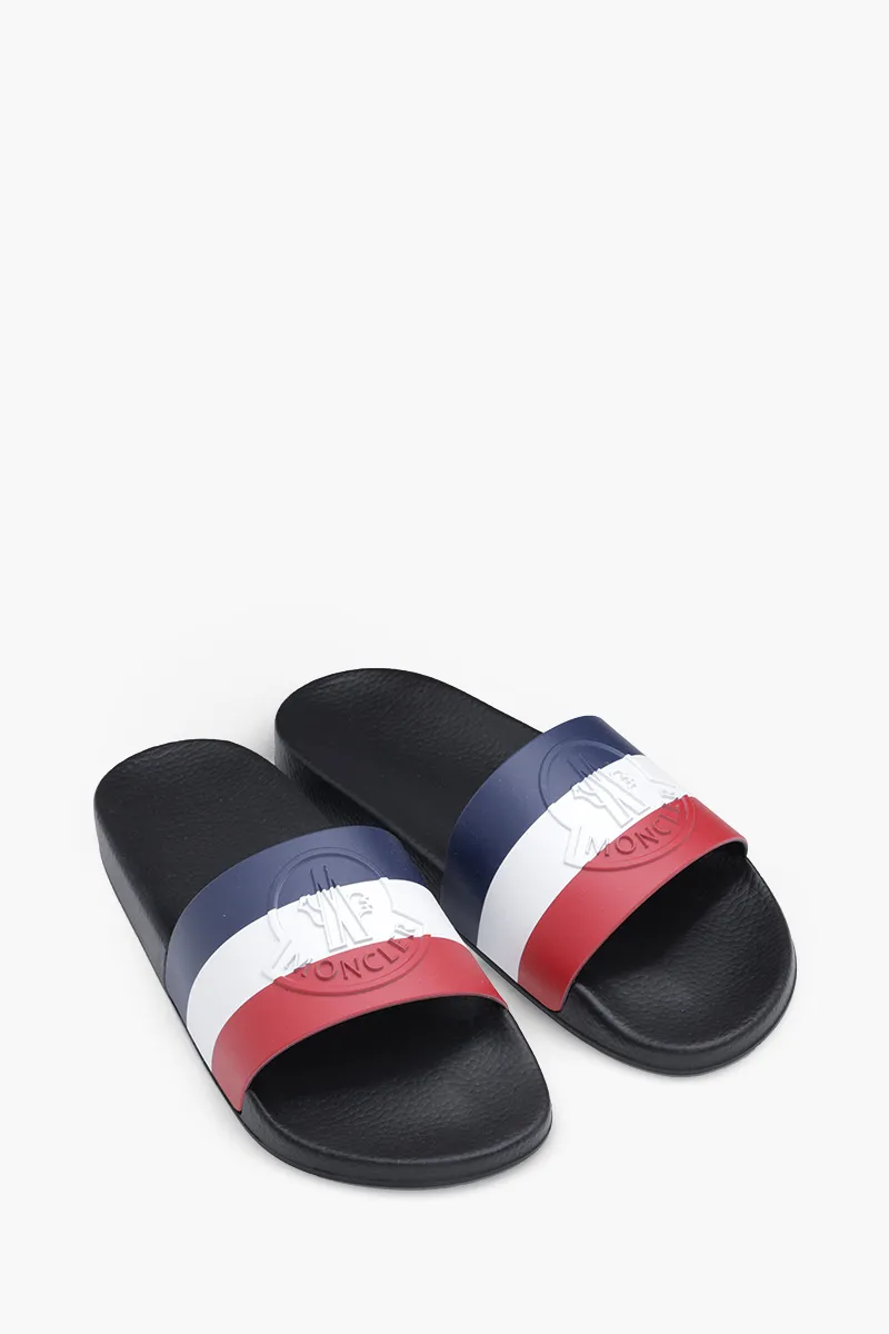 MONCLER Men Basile Logo Embossed Slides in Black 1