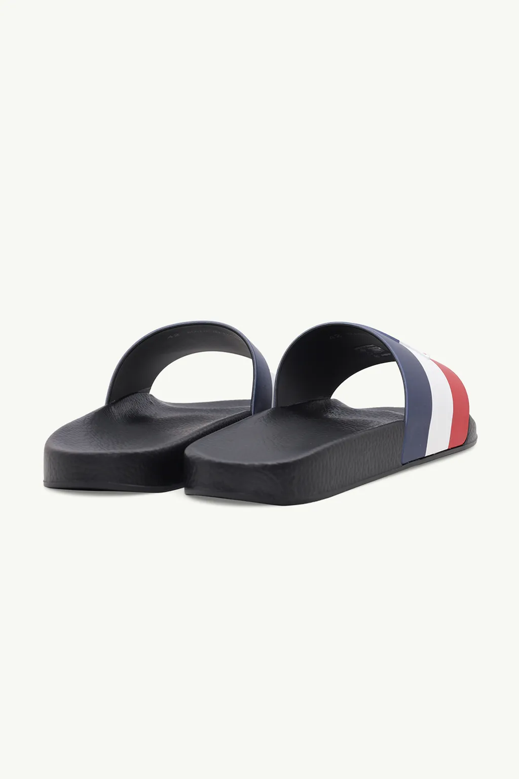 MONCLER Jeanne Logo Embossed Slides in Black/Blue/Red 2