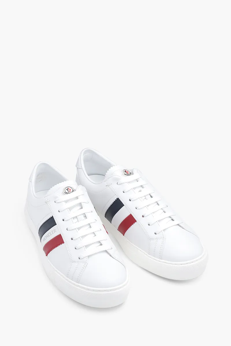 MONCLER Men New Monaco Tennis Sneakers in White with Iconic Band 1