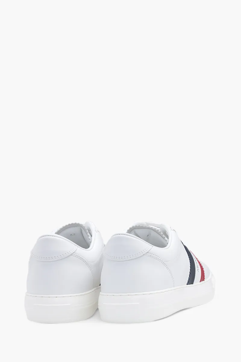 MONCLER Men New Monaco Tennis Sneakers in White with Iconic Band 2