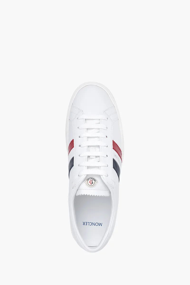MONCLER Men New Monaco Tennis Sneakers in White with Iconic Band 3