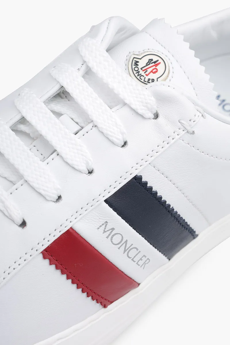 MONCLER Men New Monaco Tennis Sneakers in White with Iconic Band 4
