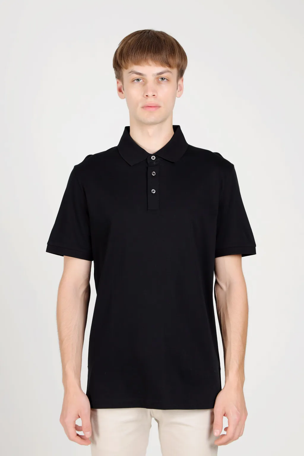 HUGO BOSS Men Regular Fit Polo Shirt in Black Italian Interlock Cotton 1