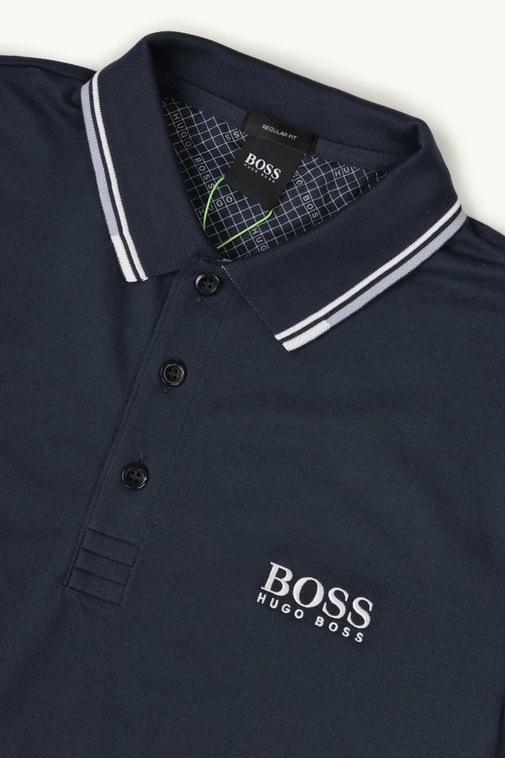 HUGO BOSS Men Regular Fit Active-Stretch Golf Polo Shirt in Dark Blue/White with S.Cafe 2