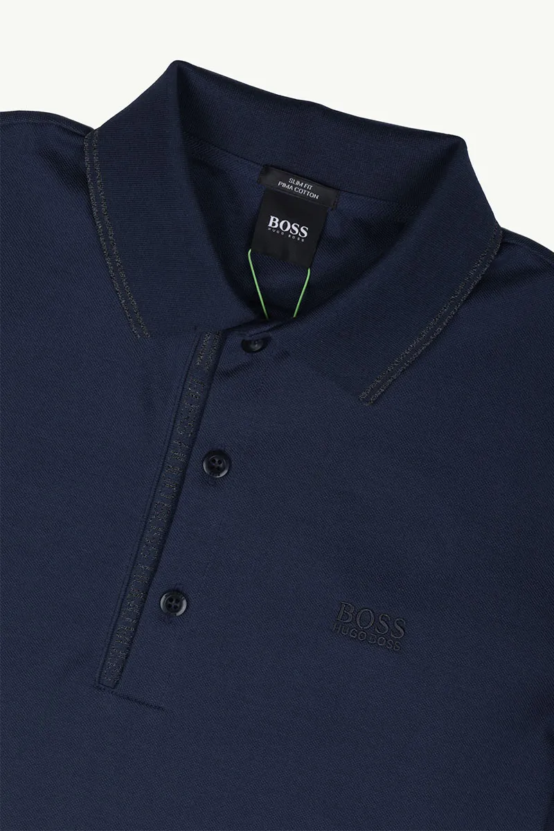 HUGO BOSS Men Slim Fit Paule 4 Polo Shirt in Dark Blue with Logo Placket 2
