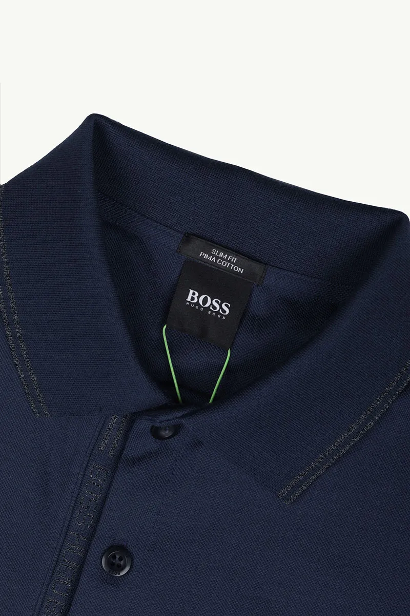 HUGO BOSS Men Slim Fit Paule 4 Polo Shirt in Dark Blue with Logo Placket 3