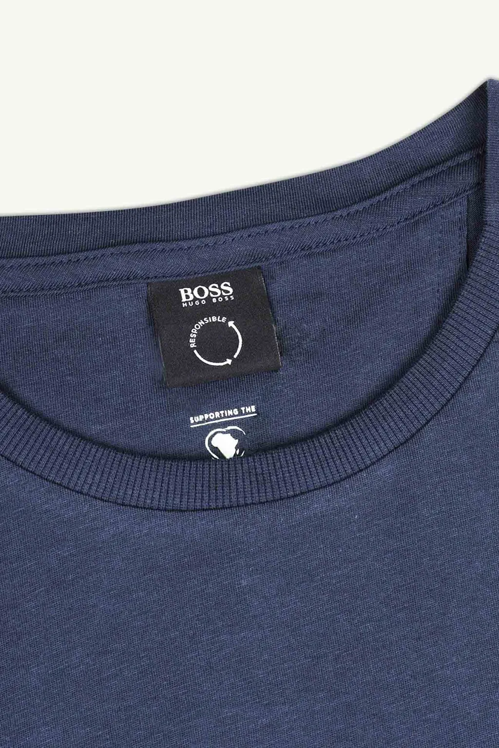 HUGO BOSS Men Botanical Logo Regular Fit T-Shirt in Dark Blue Cotton Jersey 3