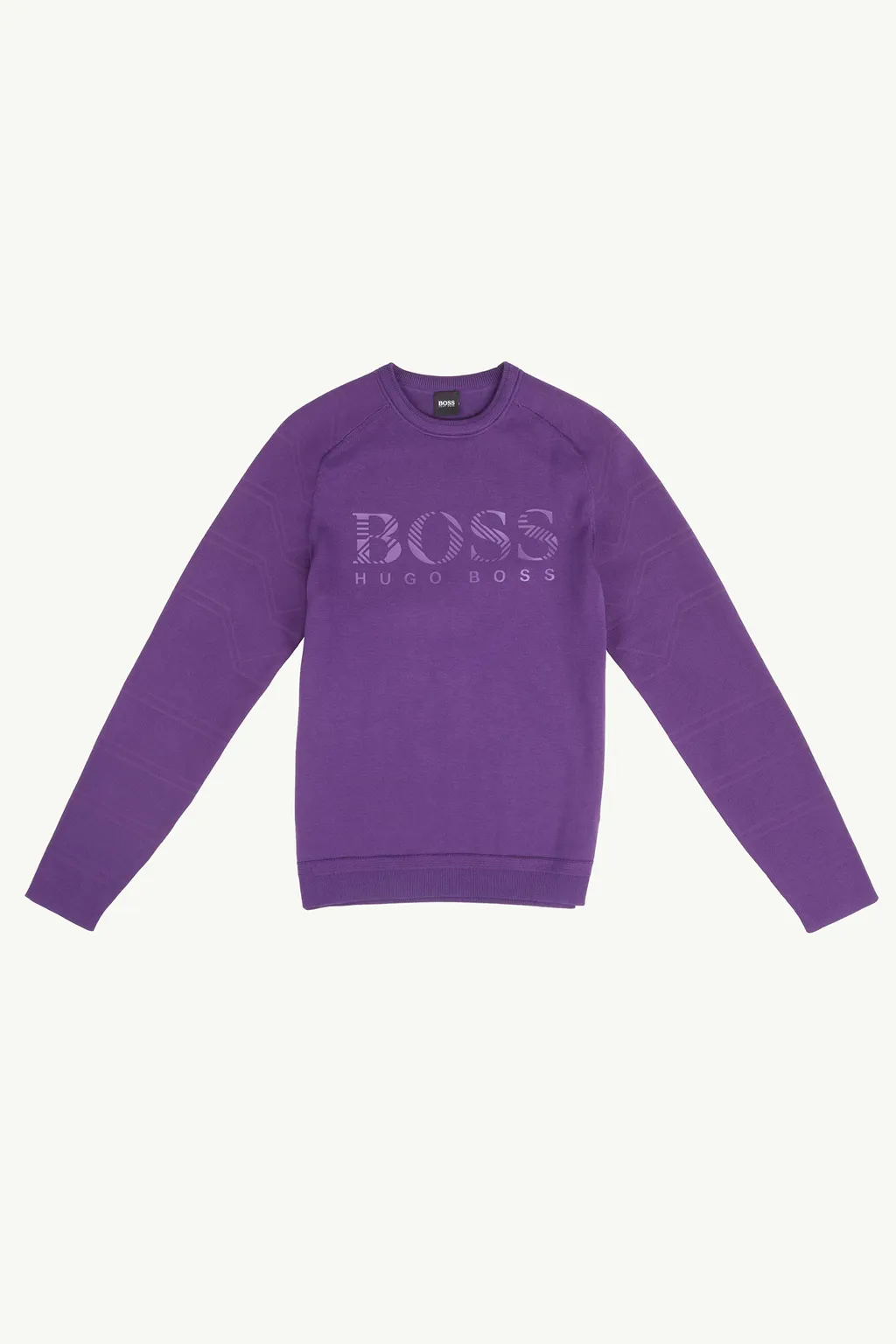 HUGO BOSS Men Rimond Decorative Reflective Logo Relaxed Fit Sweater in Dark Purple 0