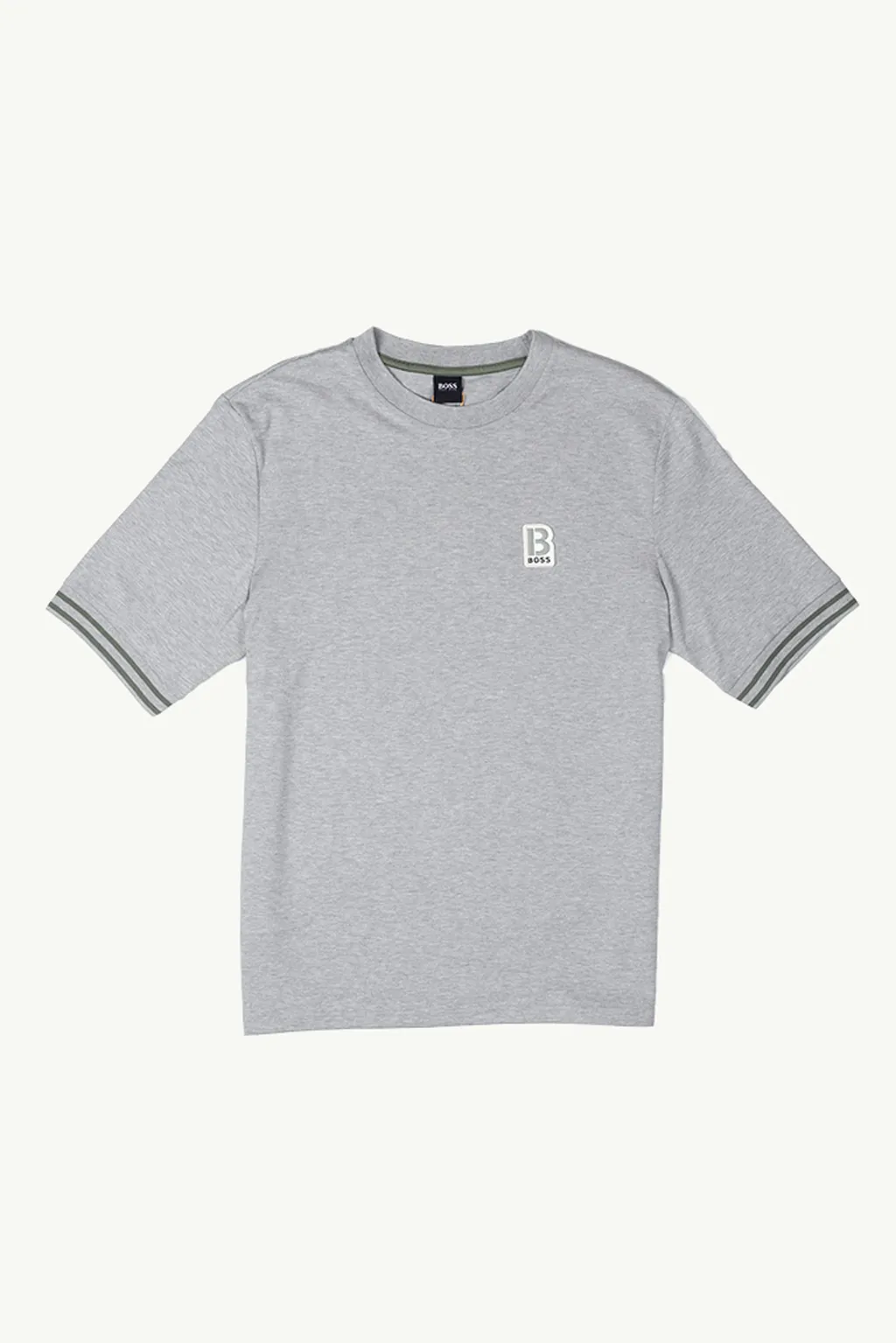 HUGO BOSS Men Temixo Confort Fit T-Shirt in Silver Melange-Cotton with Printed & Embroidered Logo 0