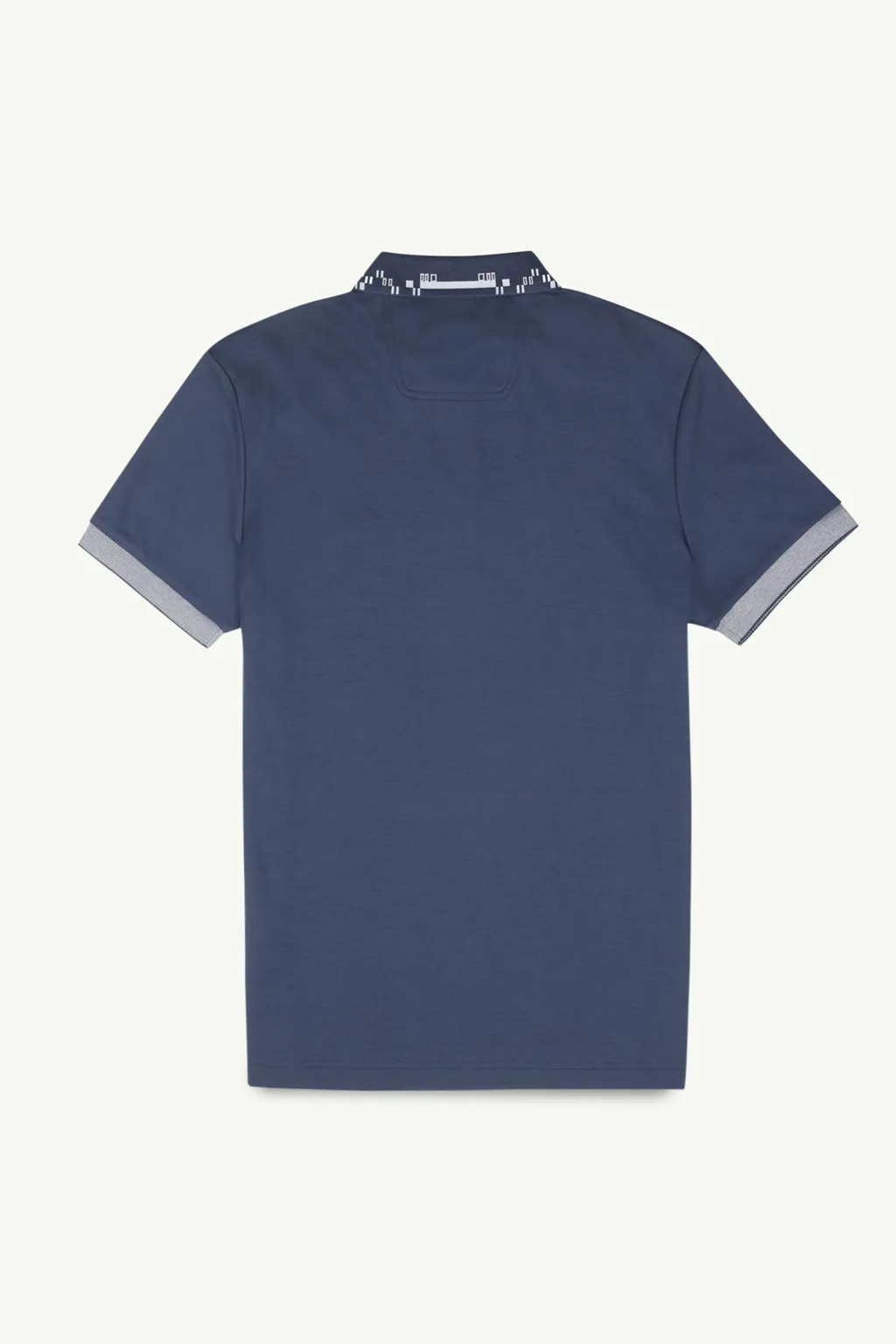 HUGO BOSS Men Regular Fit Polo Shirt in Dark Blue Cotton with Patterned Collar 1
