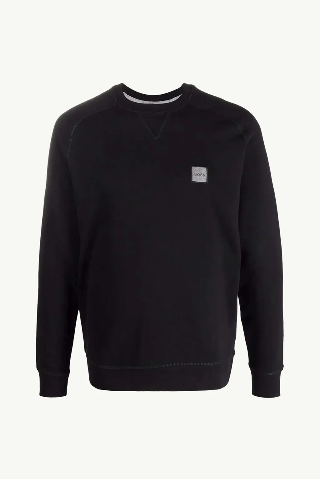 HUGO BOSS Men Westart 1 Relaxed Fit Sweatshirt in Black with Melange Logo Patch 0