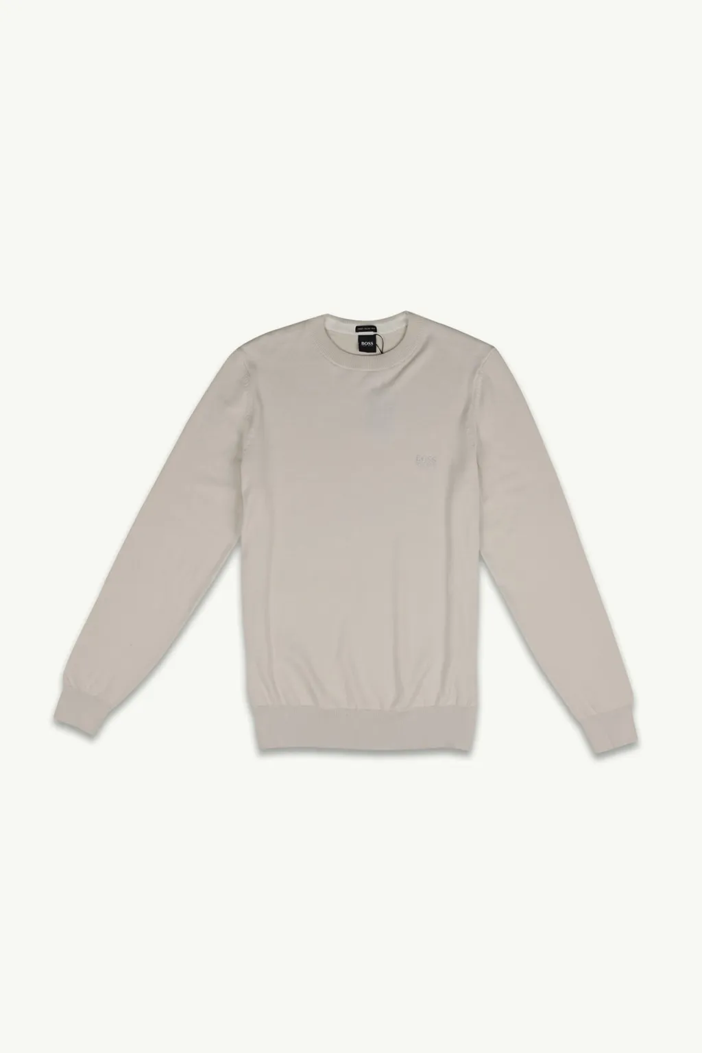 HUGO BOSS Men Pacas-L Reguler Fit Sweater in Cream Pure Cotton with Embroidered Logo 0