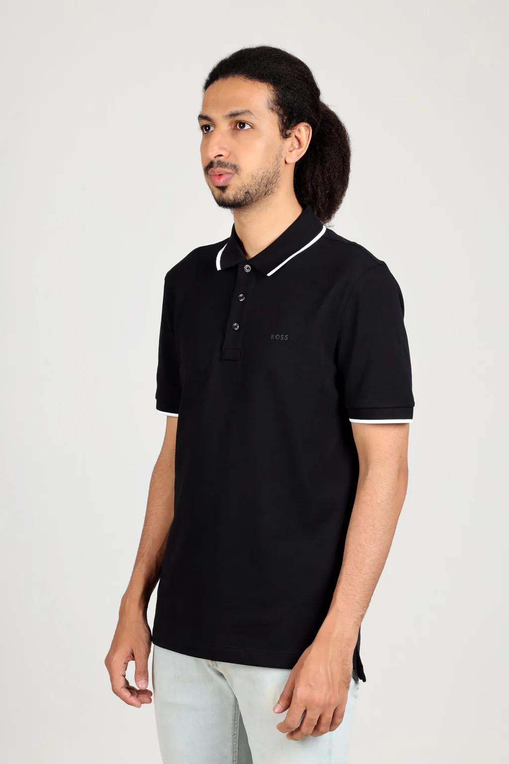 HUGO BOSS Men Parlay 145 Regular Fit Polo Shirt in Black with Tonal Logo 3