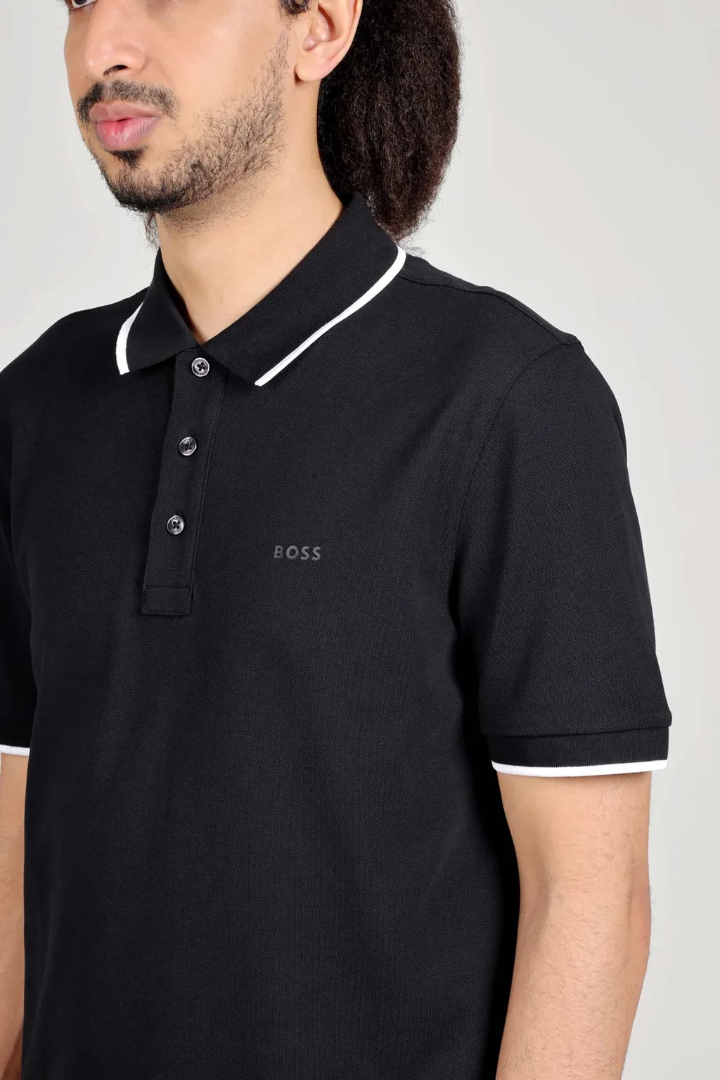 HUGO BOSS Men Parlay 145 Regular Fit Polo Shirt in Black with Tonal Logo 4