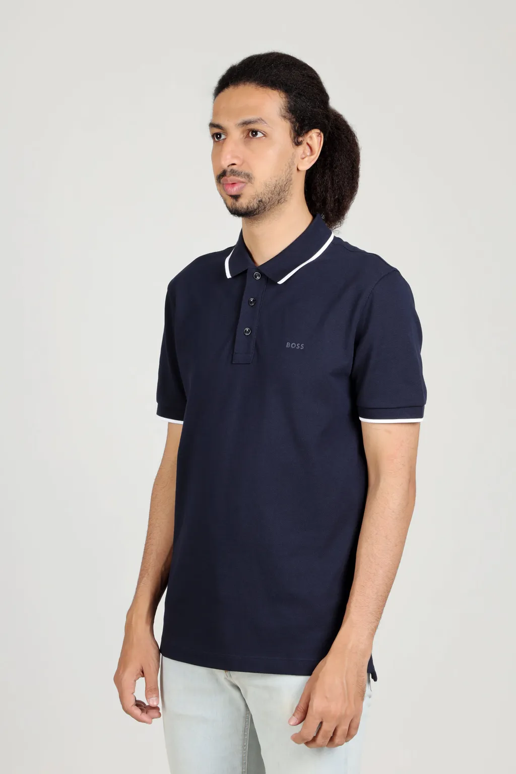 HUGO BOSS Men Parlay 145 Regular Fit Polo Shirt in Dark Blue with Tonal Logo 3