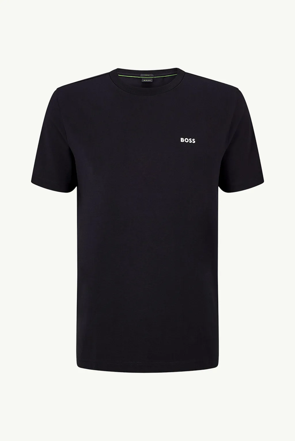 HUGO BOSS Men Tee Regular Fit T-Shirt in Black Stretch-Cotton with Contrast Logo 0