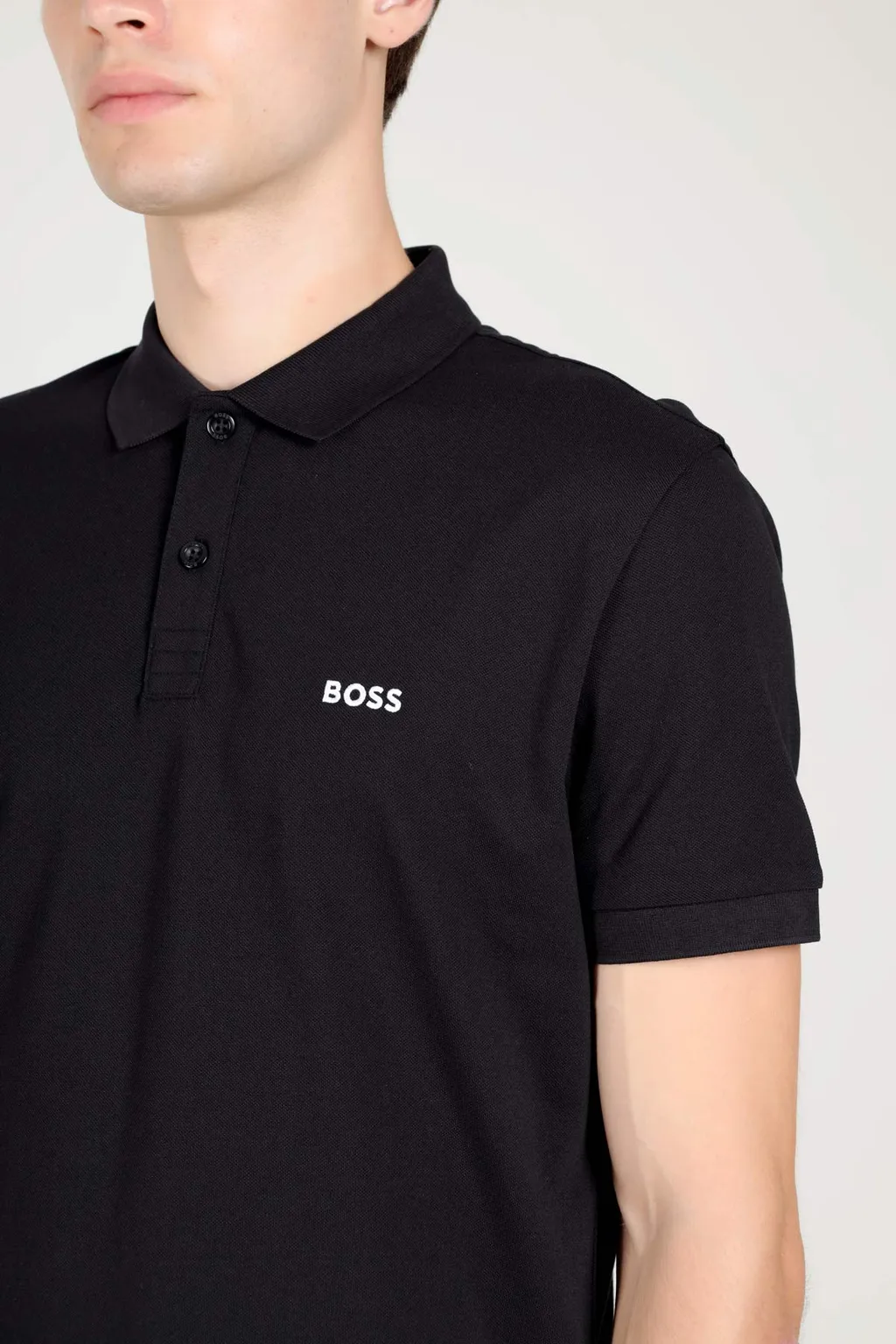 HUGO BOSS Men Piro Regular Fit Polo Shirt in Black Cotton with Embroidered Logo 4