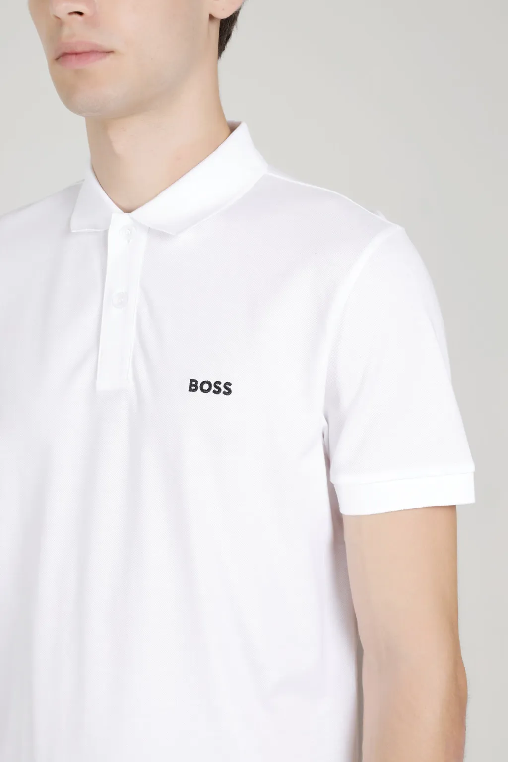 HUGO BOSS Men Piro Regular Fit Polo Shirt in White Cotton with Embroidered Logo 4