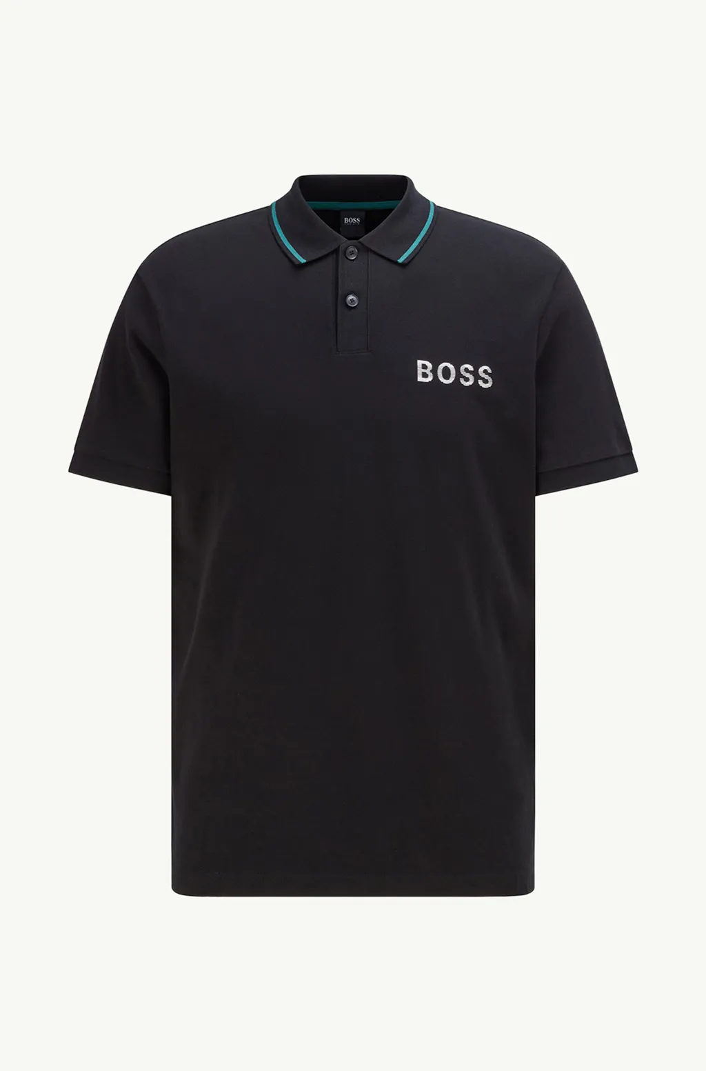 HUGO BOSS Men Tobin_Za Regular Fit Polo Shirt in Black Cotton-Pique with Metallic Logo 0