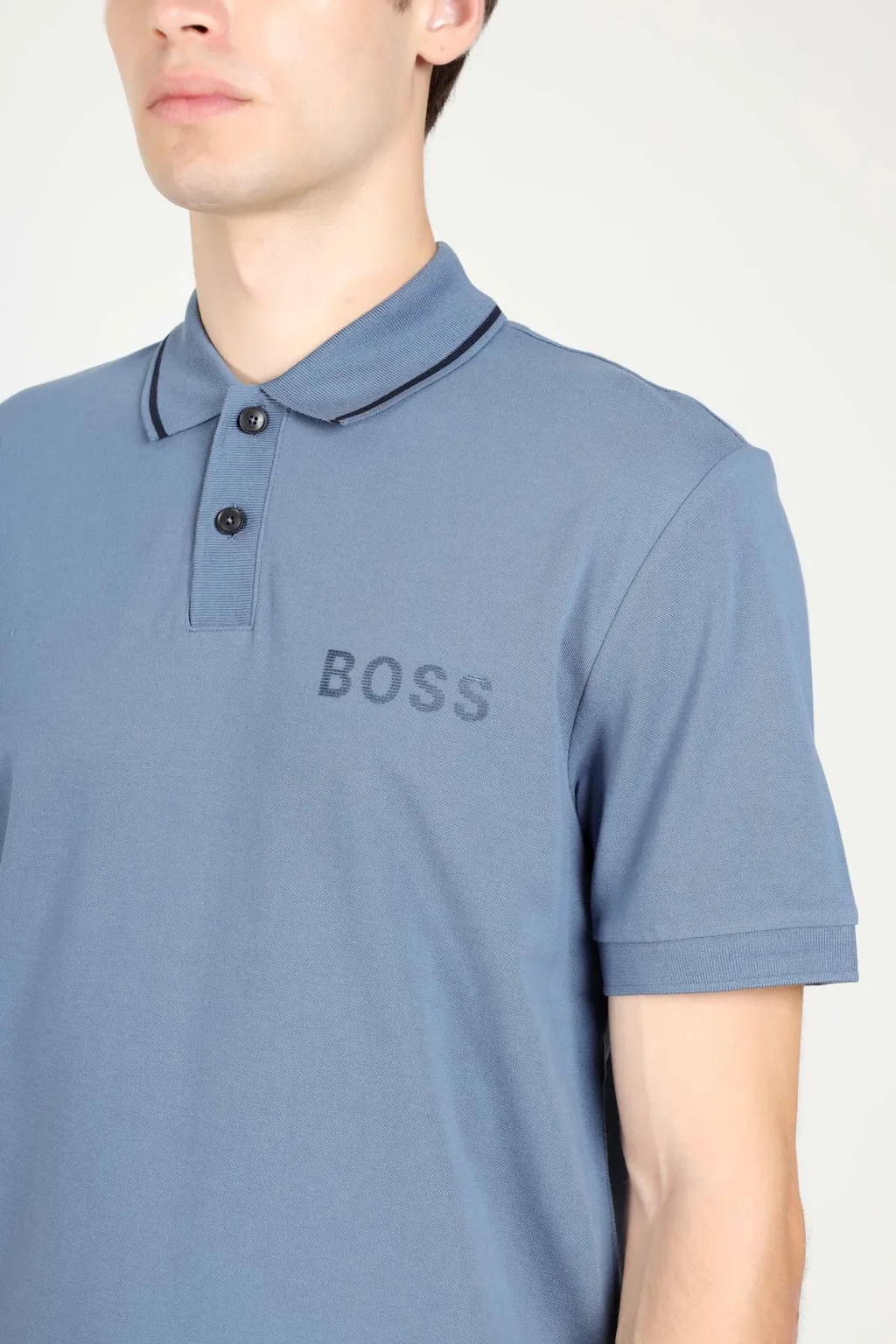 HUGO BOSS Men Tobin_Za Regular Fit Polo Shirt in Blue Cotton-Pique with Metallic Logo 4