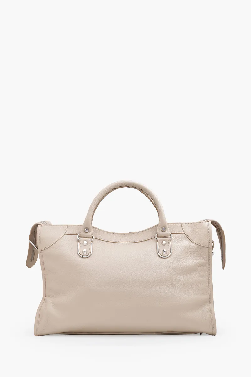 BALENCIAGA Regular Metallic Edge City in Beige Tapioca Cherve (Grained Leather) SHW 1