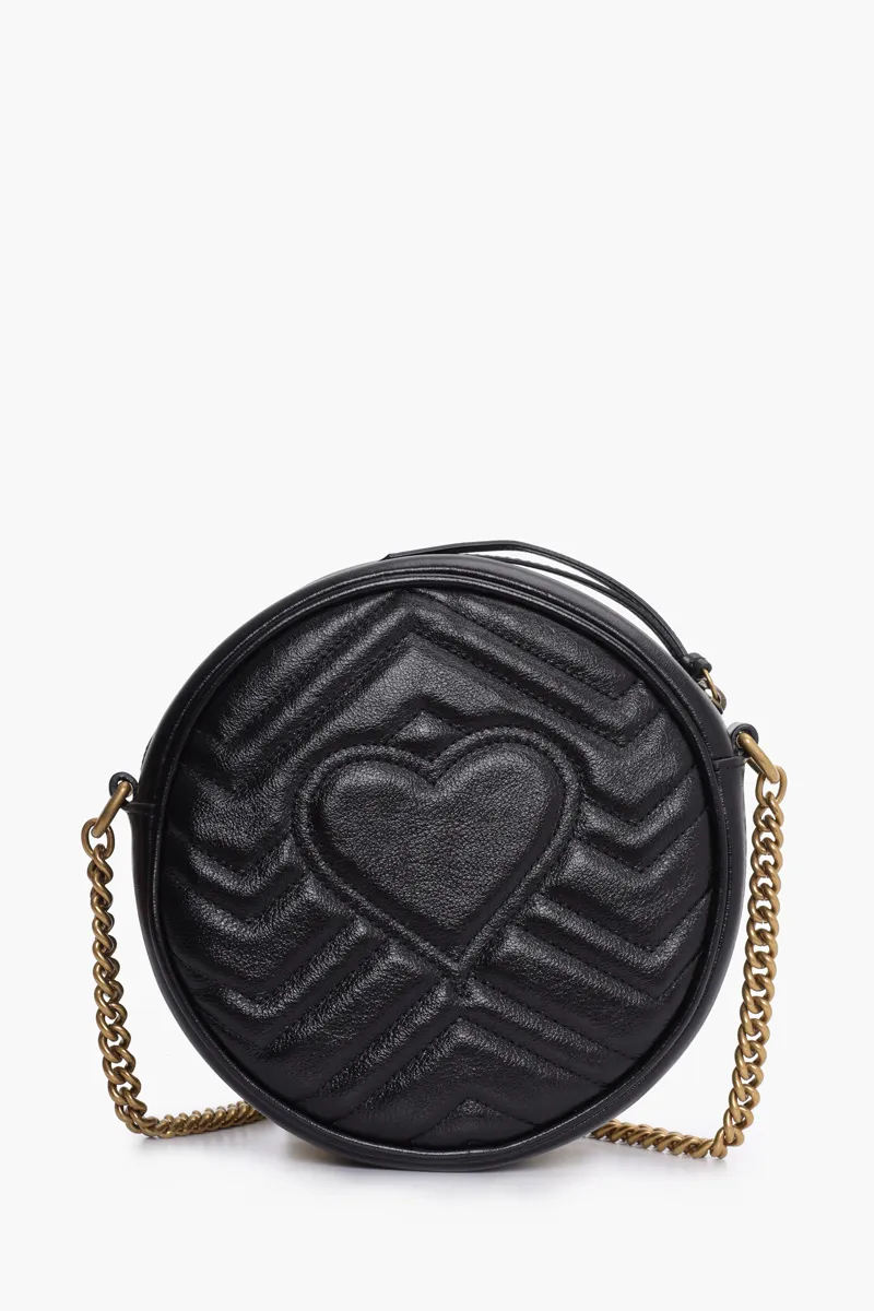 GUCCI Mini GG Marmont Round Shoulder Bag in Black 1