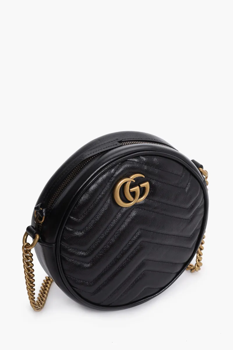 GUCCI Mini GG Marmont Round Shoulder Bag in Black 2