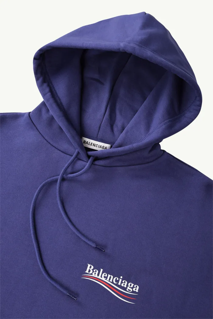 BALENCIAGA Women Medium Political Campaign Logo Sweatshirt in Blue Pacifique 3