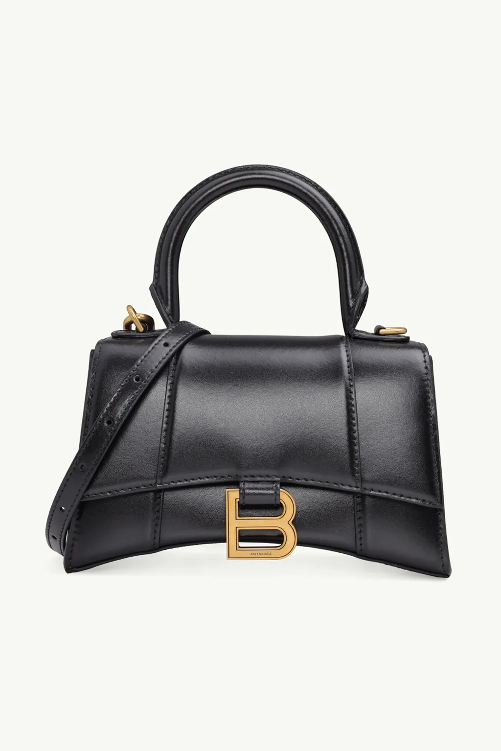 BALENCIAGA Hourglass Top Handle XS in Black Shiny GHW 0