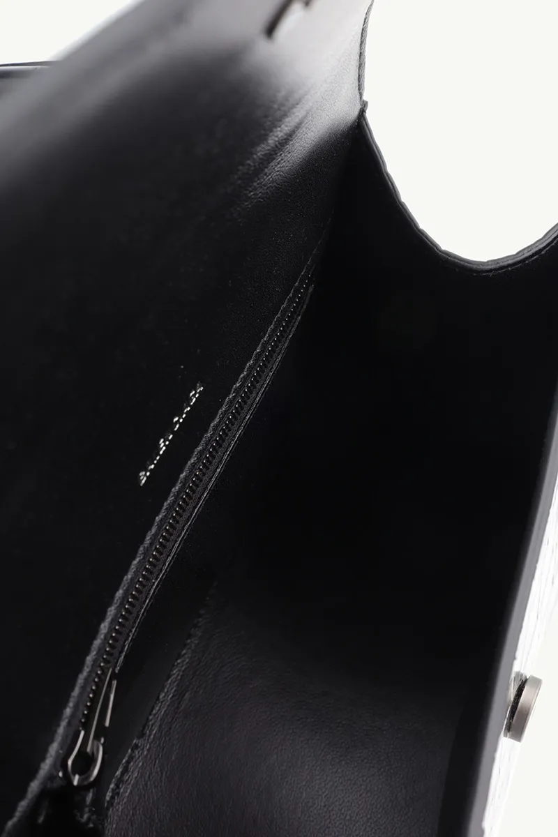 BALENCIAGA Hourglass Top Handle S in Black Shiny Croco Embossed BHW 3