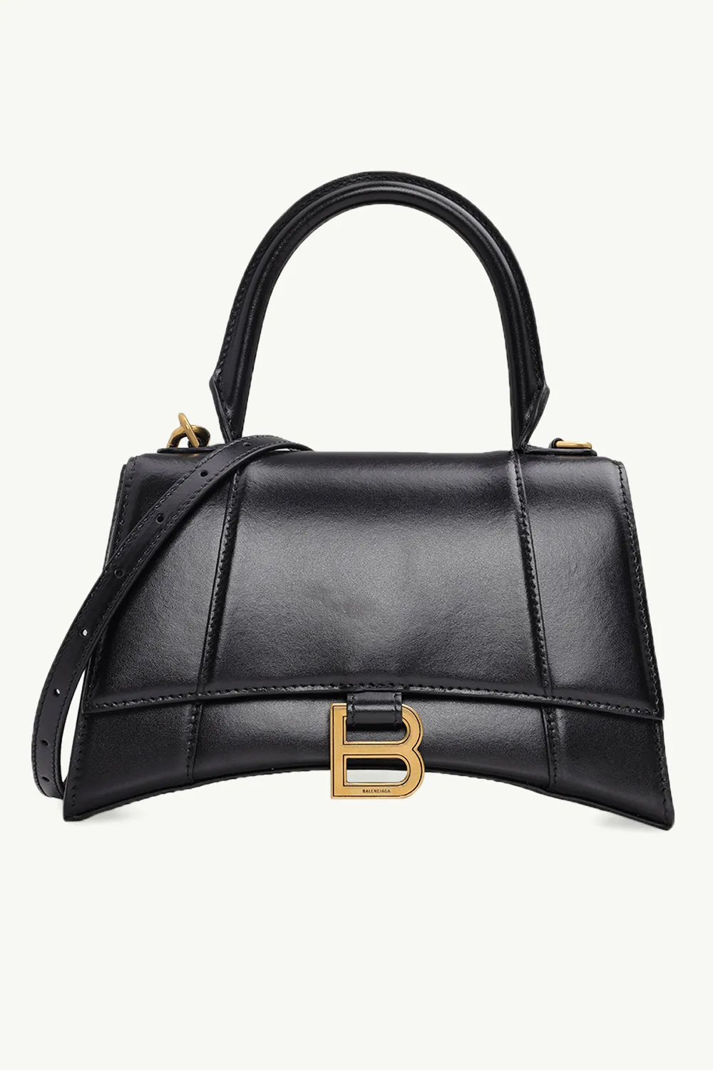 BALENCIAGA Hourglass Top Handle S in Black Shiny GHW 0