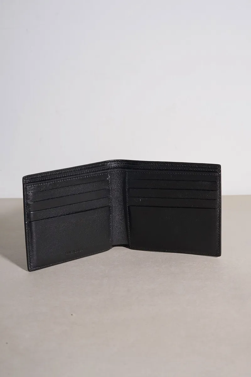 BALENCIAGA Logo Bi-fold Wallet in Black Grained 1