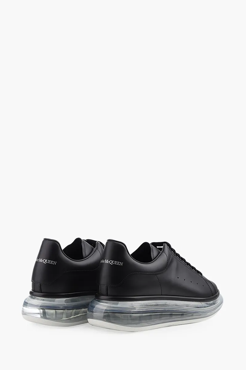 ALEXANDER MCQUEEN Men Transparent Oversized Lace-Up Sneakers in Black Smooth Leather 2