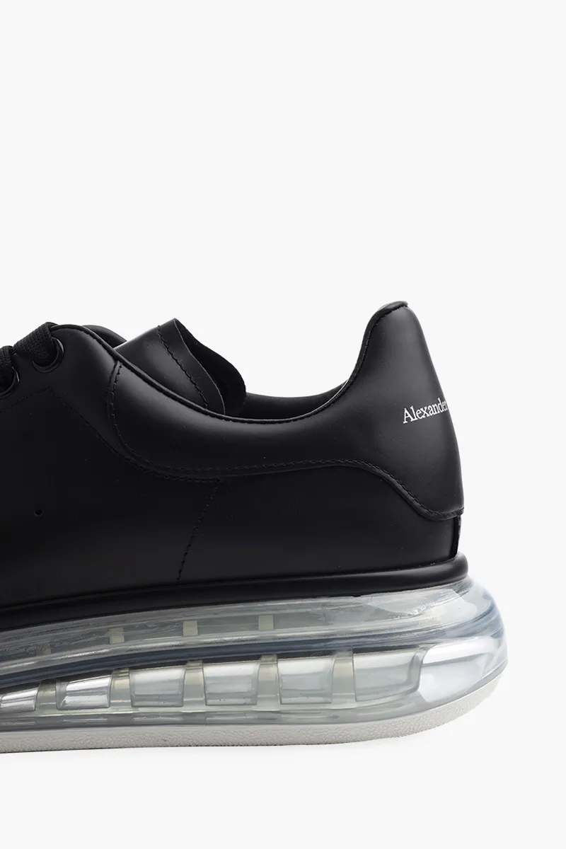ALEXANDER MCQUEEN Men Transparent Oversized Lace-Up Sneakers in Black Smooth Leather 4