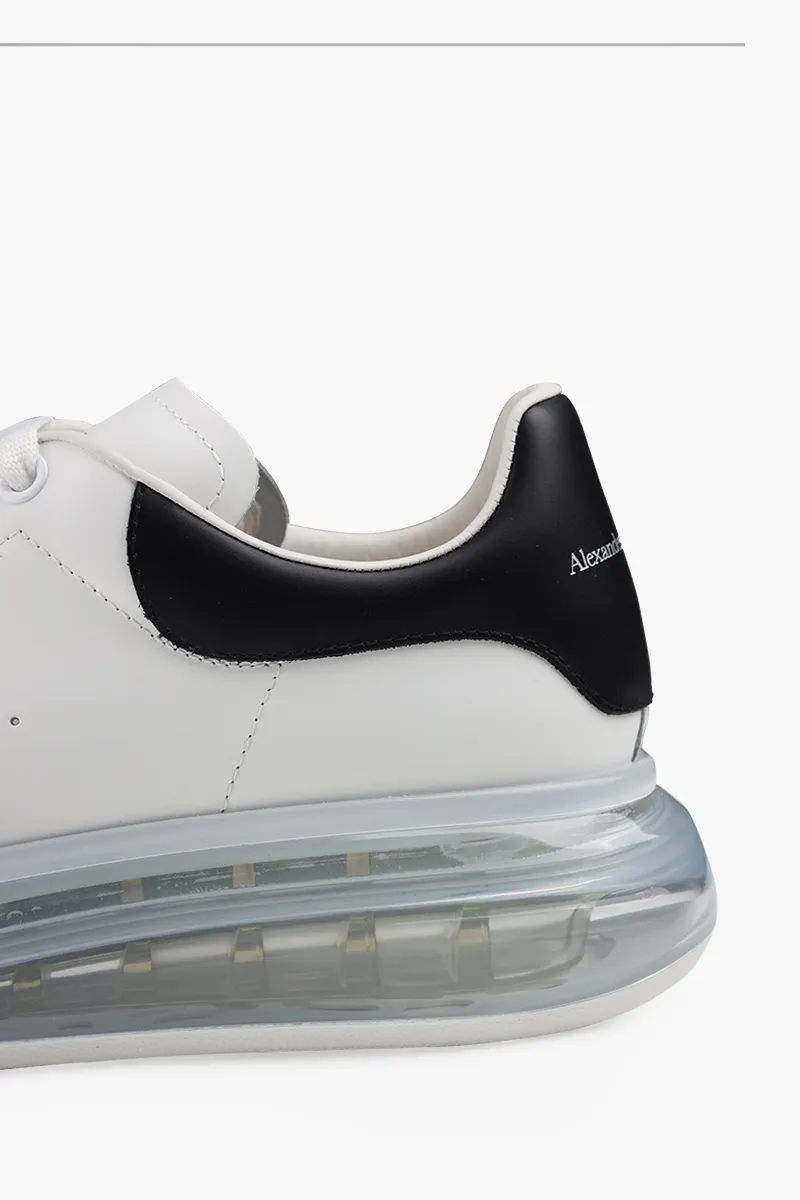 ALEXANDER MCQUEEN Men Transparent Oversized Lace-Up Sneakers in White/Black Smooth Leather 4