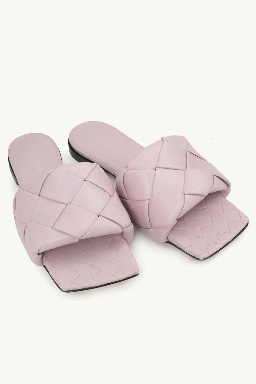 BOTTEGA VENETA BV Lido Woven Flat Sandals in Magnolia 1