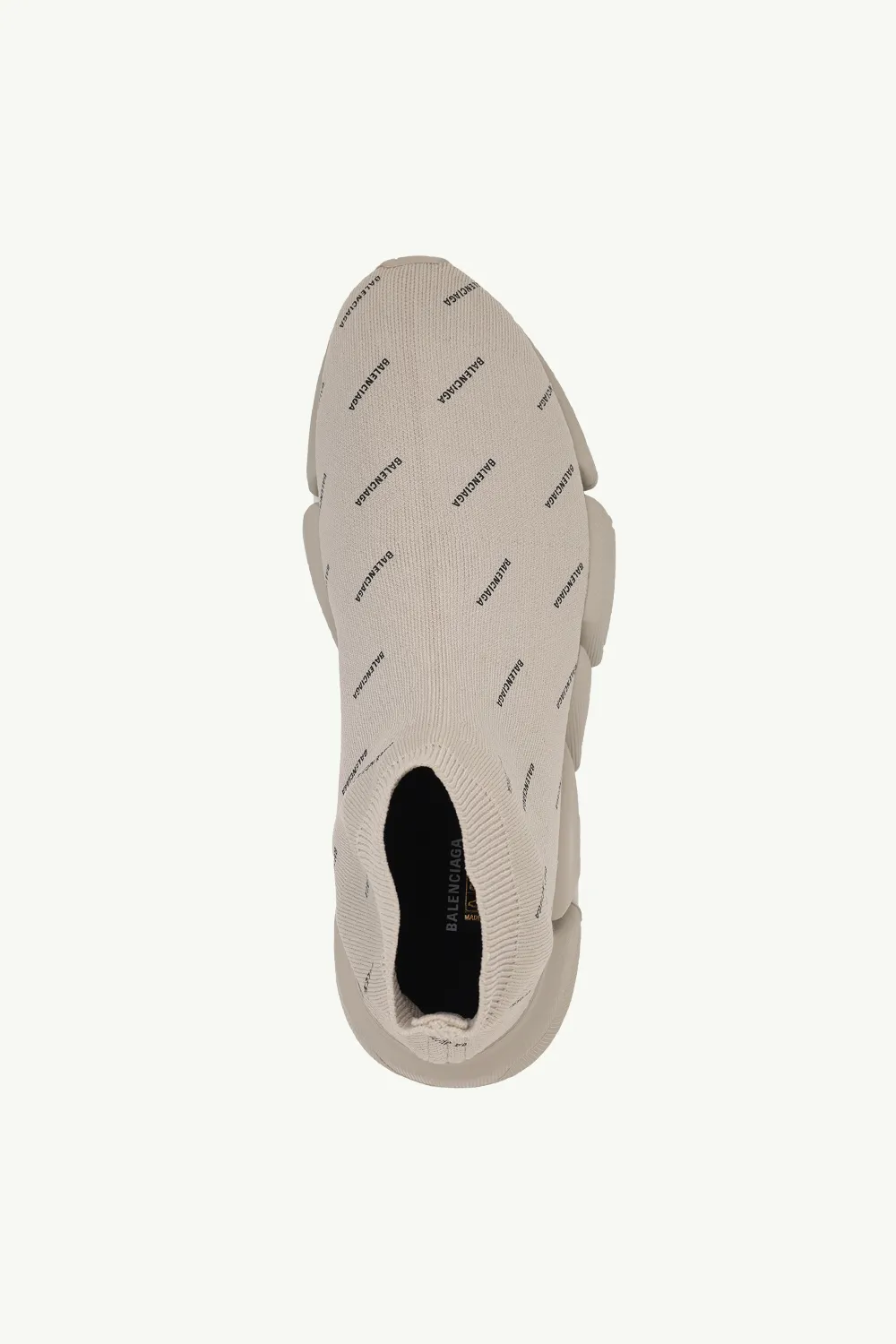 BALENCIAGA Men Speed 2.0 Sneakers in Beige/Black Recycled Knit with All Over Logo 3