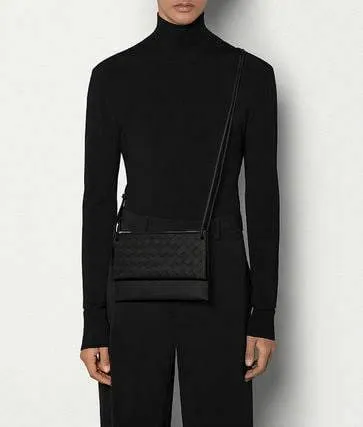 BOTTEGA VENETA Intrecciato Double Pouch Shoulder Bag in Black 4