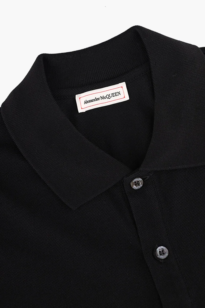ALEXANDER MCQUEEN Men Skull Embroidered Polo Shirt in Black 3