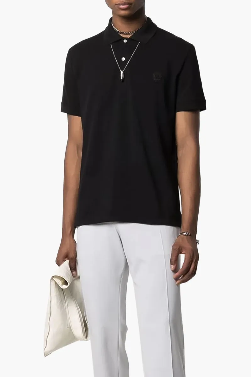ALEXANDER MCQUEEN Men Skull Embroidered Polo Shirt in Black 4